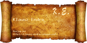 Klausz Endre névjegykártya